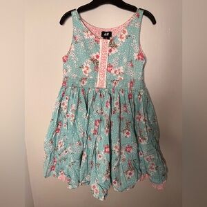 H&M Blue And Pink Floral Dress Girls Size 7-8 Years